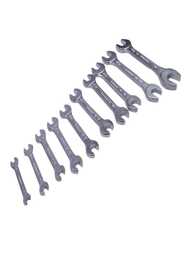 إيست مان مفاتيح ربط إيستمان دو ذات الفكين - مجموعة من 10 قطع من الكروم والفاناديوم، طقم خاص Kit-03-101M، فولاذ الكروم والفاناديوم، مطلي بالكروم، مفتاح ربط مزدوج الجوانب مفتوح الطرف بلمسة نهائية من الكروم، مجموعة أدوات مفاتيح الربط (E-2001) - Image 4